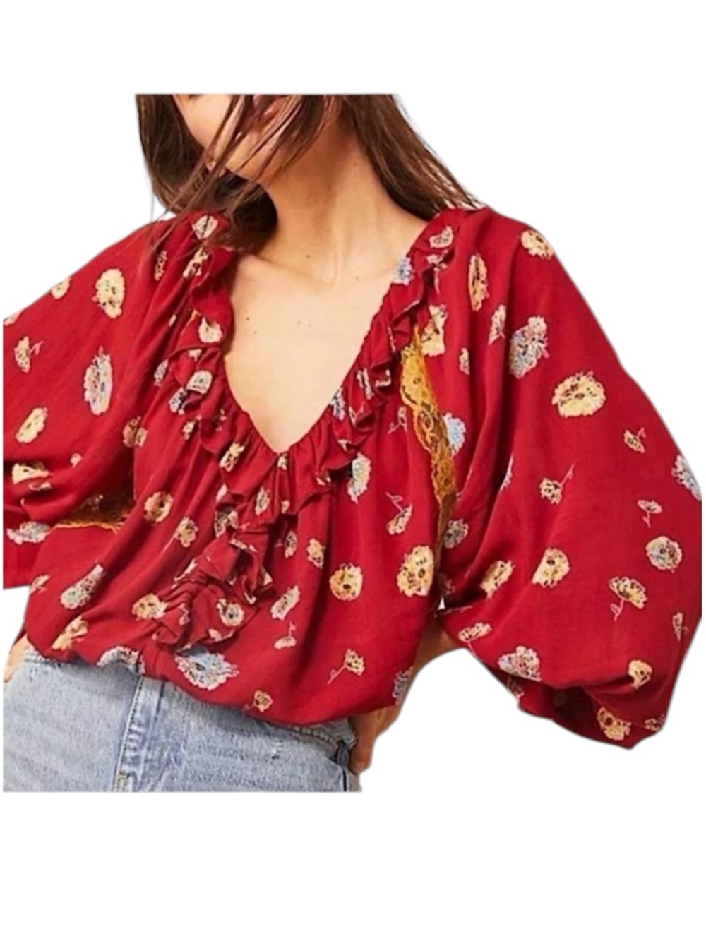 Free People Intimately Free Poppy Floral Printed V-Neck Bodysuit size XS